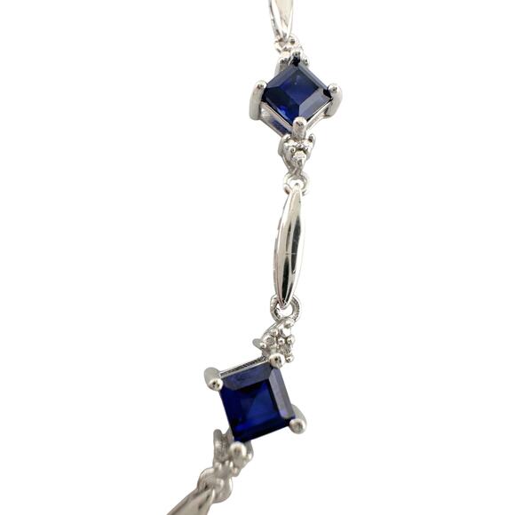3.10 Carat Lab Created Sapphire Bracelet with Diamond Accent - Picture 3 of 8